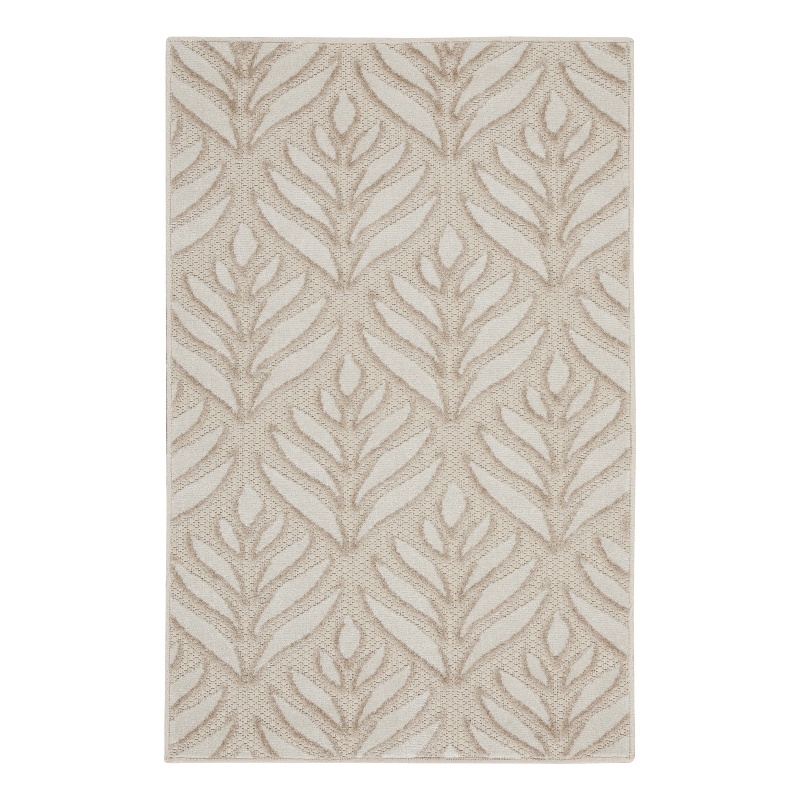 Nourison Aloha 3' x 4' Ivory Gray Fabric Tropical Area Rug (3' x 4')