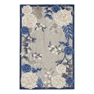 Nourison Aloha 3' x 4' Blue Gray Fabric Contemporary Area Rug (3' x 4')