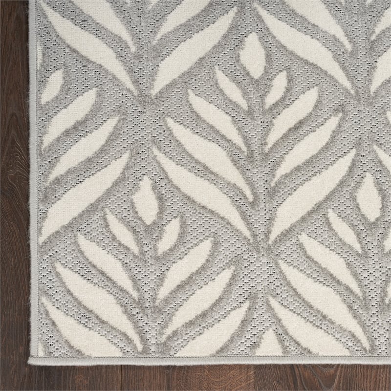 Nourison Aloha 3' x 4' Gray Fabric Tropical Area Rug (3' x 4')