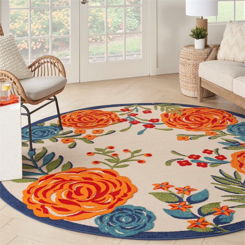 Nourison Aloha 8' x Round Multicolor Fabric Contemporary Area Rug (8' Round)