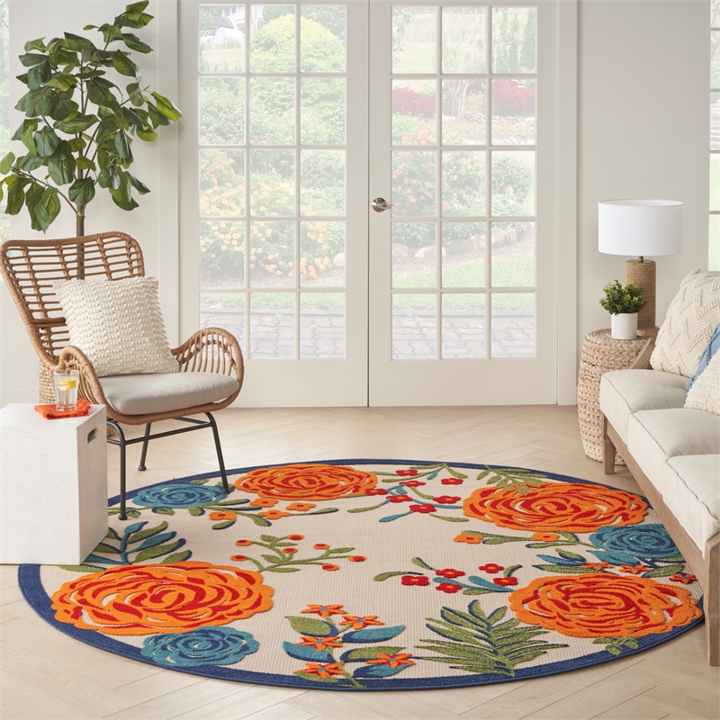 Nourison Aloha 8' x Round Multicolor Fabric Contemporary Area Rug (8' Round)