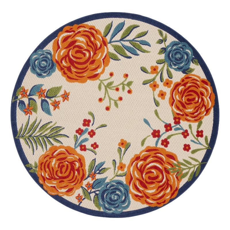 Nourison Aloha 8' x Round Multicolor Fabric Contemporary Area Rug (8' Round)