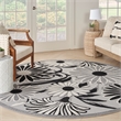 Nourison Aloha 8' x Round Black White Fabric Contemporary Area Rug (8' Round)