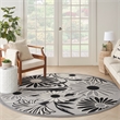 Nourison Aloha 8' x Round Black White Fabric Contemporary Area Rug (8' Round)