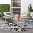 Nourison Aloha 8' x Round Black White Fabric Contemporary Area Rug (8' Round)