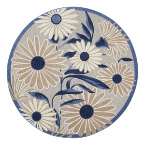Nourison Aloha 8' x Round Blue Gray Fabric Contemporary Area Rug (8' Round)