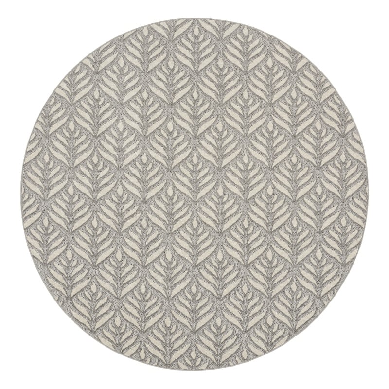 Nourison Aloha 8' x Round Gray Fabric Tropical Area Rug (8' Round)