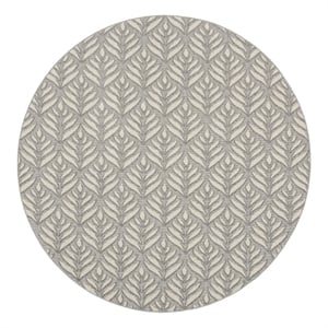 Nourison Aloha 8' x Round Gray Fabric Tropical Area Rug (8' Round)