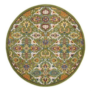 Nourison Allur 5' x Round Sage Ivory Fabric Bohemian Area Rug (5' Round)
