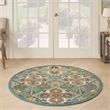 Nourison Allur 5' x Round Turquoise Ivory Fabric Bohemian Area Rug (5' Round)