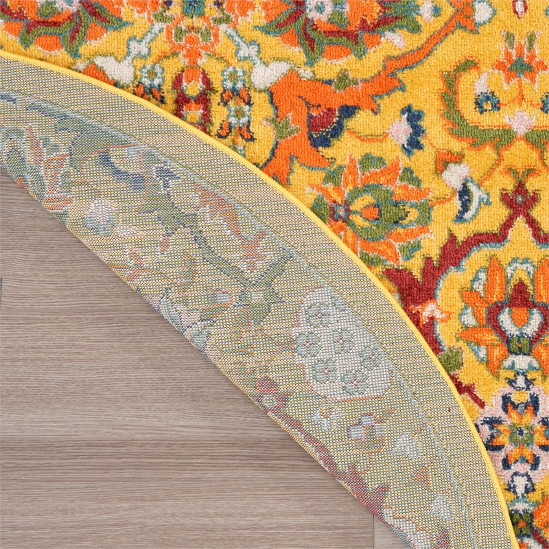 Nourison Allur 5' x Round Yellow Multicolor Fabric Bohemian Area Rug (5' Round)