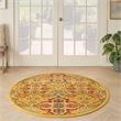 Nourison Allur 5' x Round Yellow Multicolor Fabric Bohemian Area Rug (5' Round)