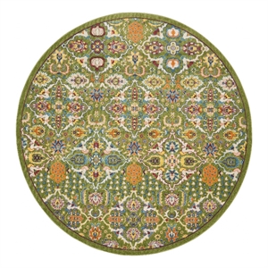 Nourison Allur 8' x Round Sage Ivory Fabric Bohemian Area Rug (8' Round)