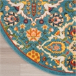 Nourison Allur 8' x Round Turquoise Ivory Fabric Bohemian Area Rug (8' Round)