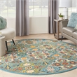 Nourison Allur 8' x Round Turquoise Ivory Fabric Bohemian Area Rug (8' Round)