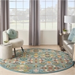 Nourison Allur 8' x Round Turquoise Ivory Fabric Bohemian Area Rug (8' Round)