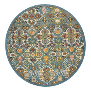 Nourison Allur 8' x Round Turquoise Ivory Fabric Bohemian Area Rug (8' Round)