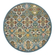 Nourison Allur 8' x Round Turquoise Ivory Fabric Bohemian Area Rug (8' Round)