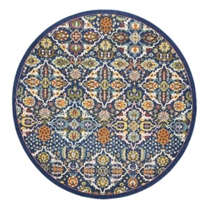 Nourison Allur 8' x Round Navy Multicolor Fabric Bohemian Area Rug (8' Round)
