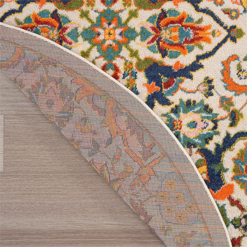 Nourison Allur 8' x Round Ivory Multicolor Fabric Bohemian Area Rug (8' Round)