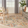 Nourison Allur 8' x Round Ivory Multicolor Fabric Bohemian Area Rug (8' Round)