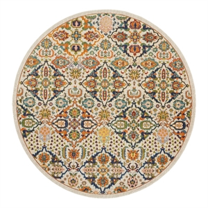 Nourison Allur 8' x Round Ivory Multicolor Fabric Bohemian Area Rug (8' Round)