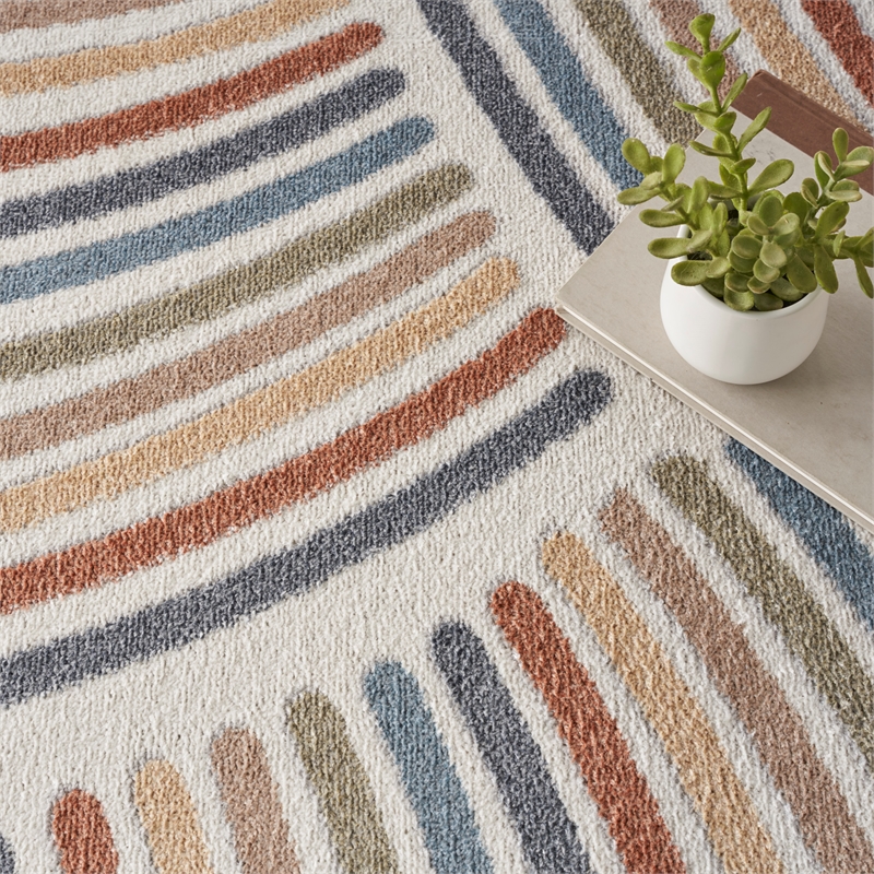 Nourison Astra Machine Washable 9' x 12' Ivory/Multi Mid-Century Indoor Rug