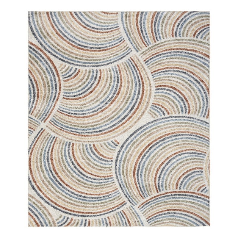 Nourison Astra Machine Washable 9' x 12' Ivory/Multi Mid-Century Indoor Rug