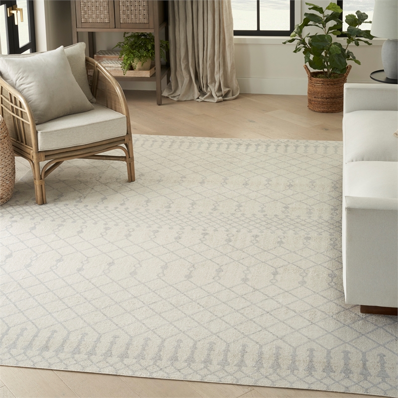 Nourison Astra Machine Washable 9' x 12' Ivory Bohemian Indoor Rug