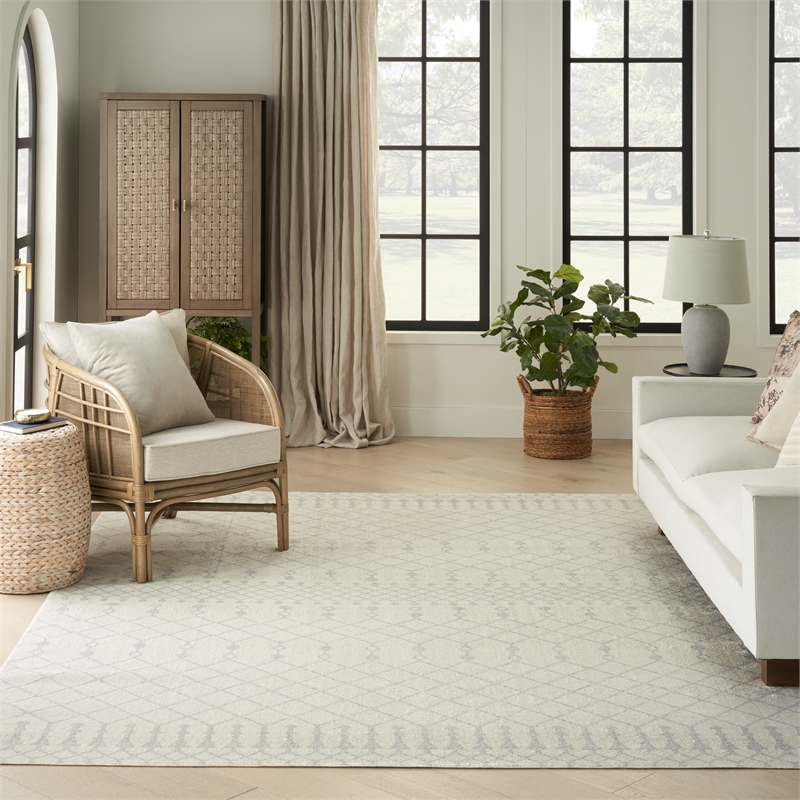 Nourison Astra Machine Washable 9' x 12' Ivory Bohemian Indoor Rug