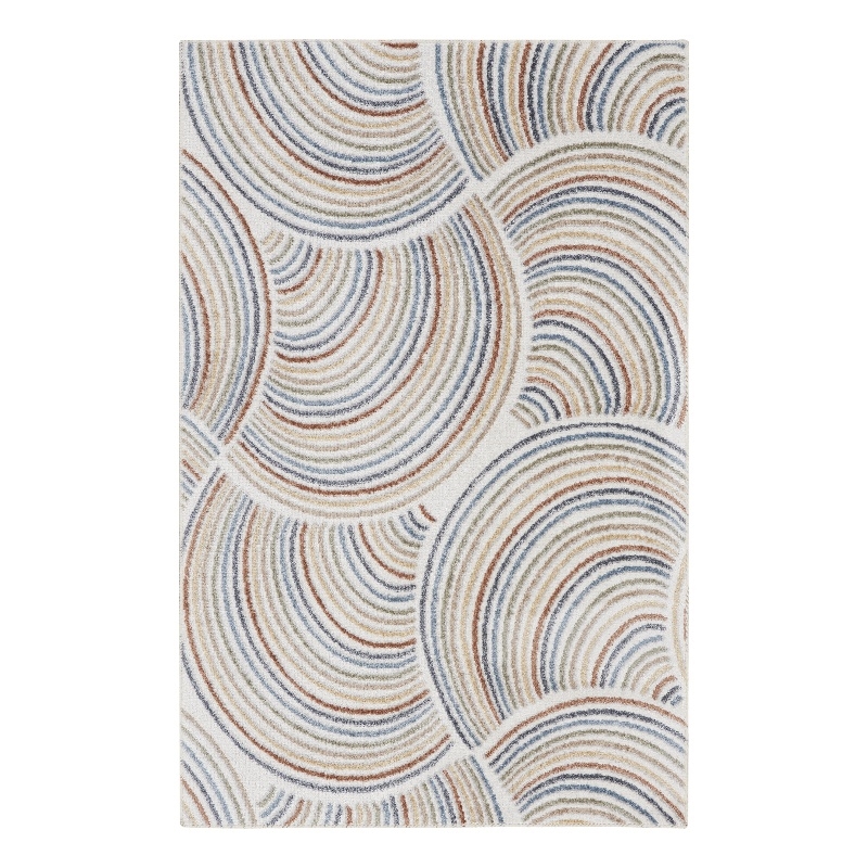 Nourison Astra Machine Washable 4' x 6' Ivory/Multi Mid-Century Indoor Rug