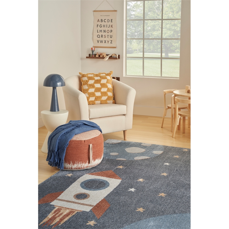 Nourison Astra Machine Washable 4' x 6' Sky Blue Indoor Rug