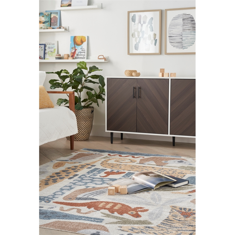 Nourison Astra Machine Washable 4' x 6' Ivory Indoor Rug