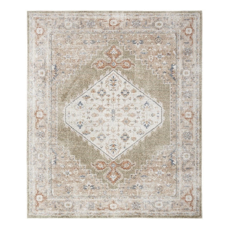 Nourison Astra Machine Washable 9' x 12' Sage Multi Vintage Fabric Indoor Rug
