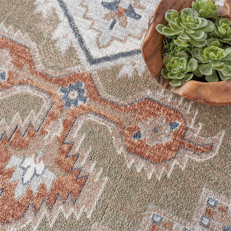 Nourison Home Astra Machine Washable 8' x 10' Sage Multicolor Fabric Area Rug