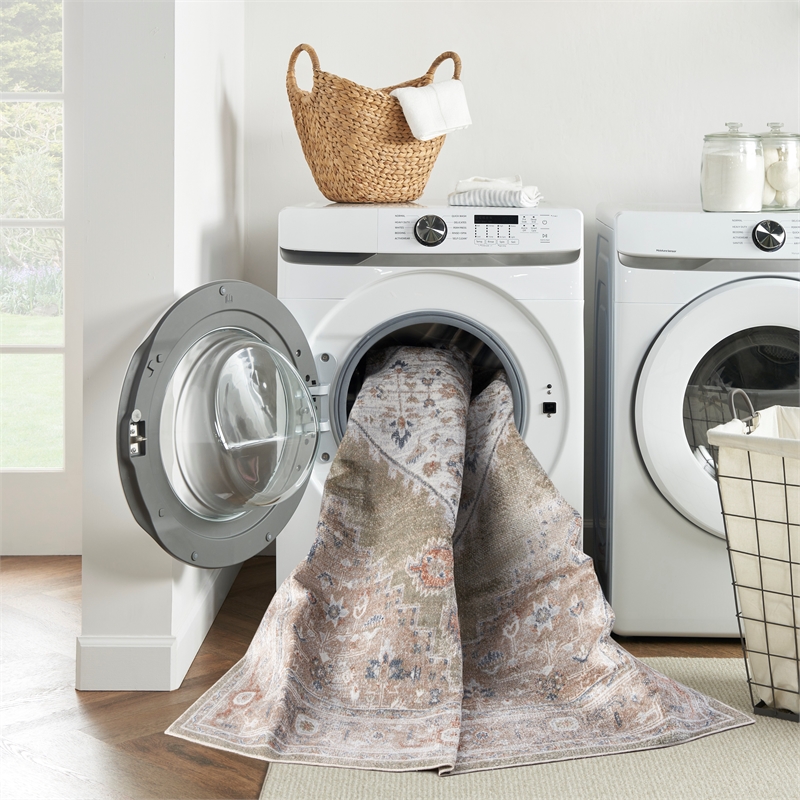 Nourison Home Astra Machine Washable 8' x 10' Sage Multicolor Fabric Area Rug