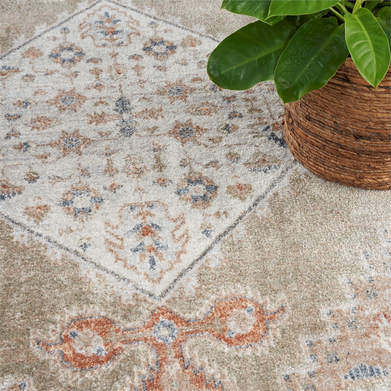 Nourison Home Astra Machine Washable 7' x 9' Sage Multicolor Fabric Area Rug