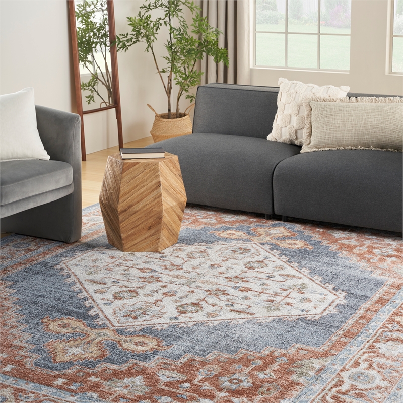 Nourison Home Astra Machine Washable 7' x 9' Denim Multicolor Fabric Area Rug