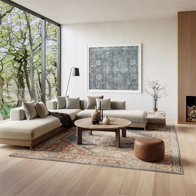 Nourison Home Astra Machine Washable 7' x 9' Denim Multicolor Fabric Area Rug