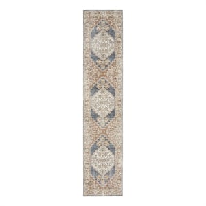 Nourison Astra Machine Washable 2'2&quot x 10' Denim Multi Vintage Indoor Rug