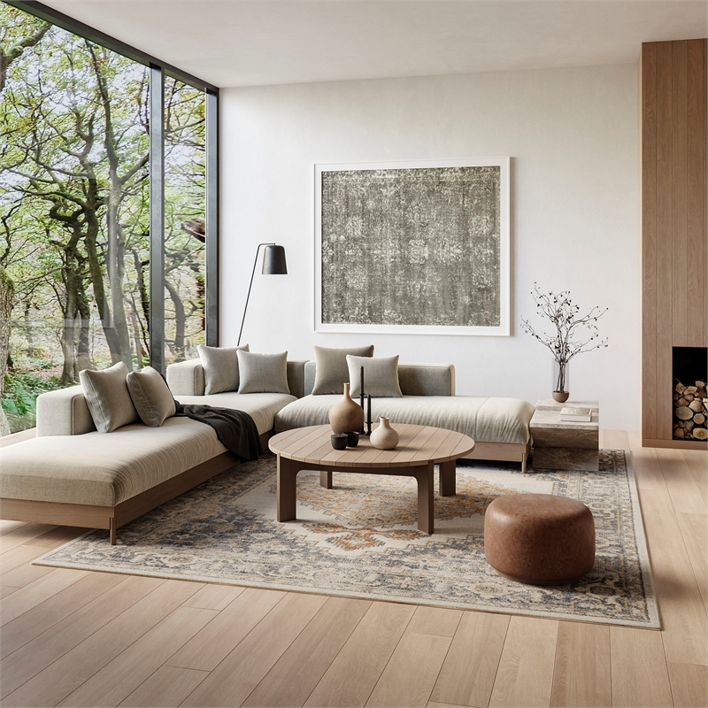 Nourison Home Astra Machine Washable 9' x 12' Gray Gold Fabric Area Rug