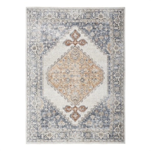 Nourison Astra Machine Washable 7'10&quot x 10' Gray Gold Vintage Fabric Indoor Rug
