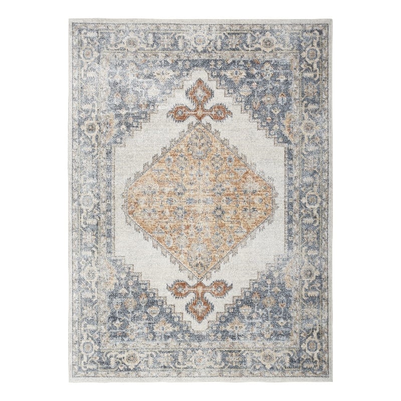 Nourison Home Astra Machine Washable 7' x 9' Blue Gold Fabric Area Rug