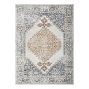 Nourison Home Astra Machine Washable 7' x 9' Blue Gold Fabric Area Rug