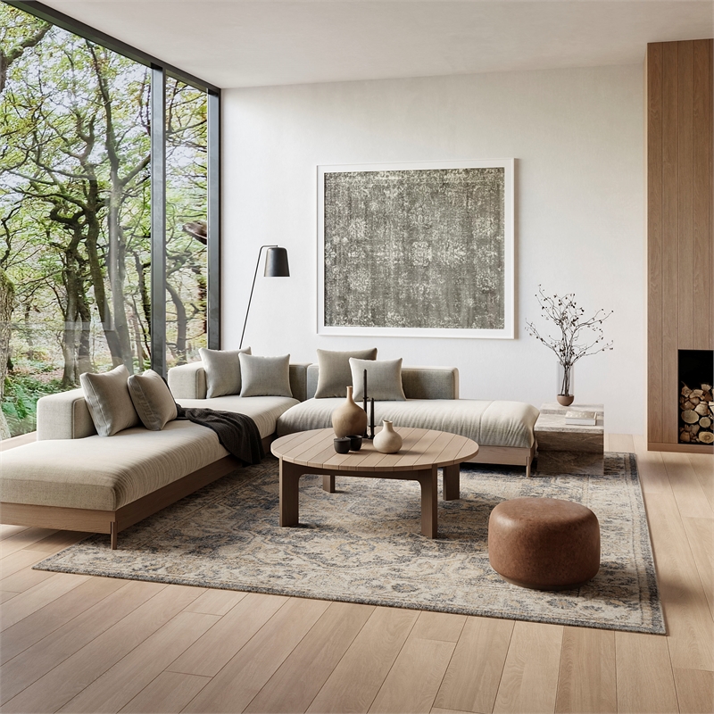 Nourison Home Astra Machine Washable 7' x 9' Gray Multicolor Fabric Area Rug