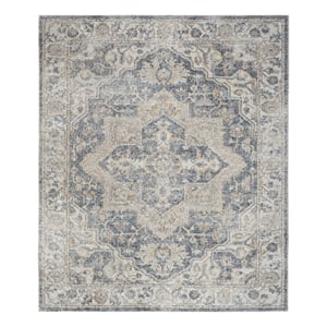 Nourison Astra Machine Washable 9' x 12' Grey/Blue Vintage Indoor Rug