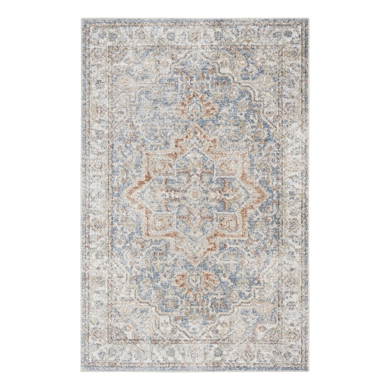 Nourison Astra Machine Washable 4' x 6' Denim Multi Vintage Indoor Rug