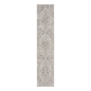 Nourison Astra Machine Washable 2'2&quot x 10' Silver Grey Vintage Indoor Rug