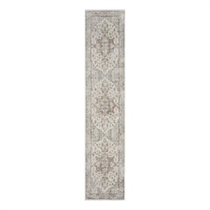 Nourison Astra Machine Washable 2'2&quot x 8' Grey/Multi Vintage Indoor Rug