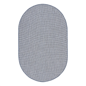 Nourison Courtyard 5' x 8' Oval Ivory Blue Fabric Modern Area Rug (8' Oval)
